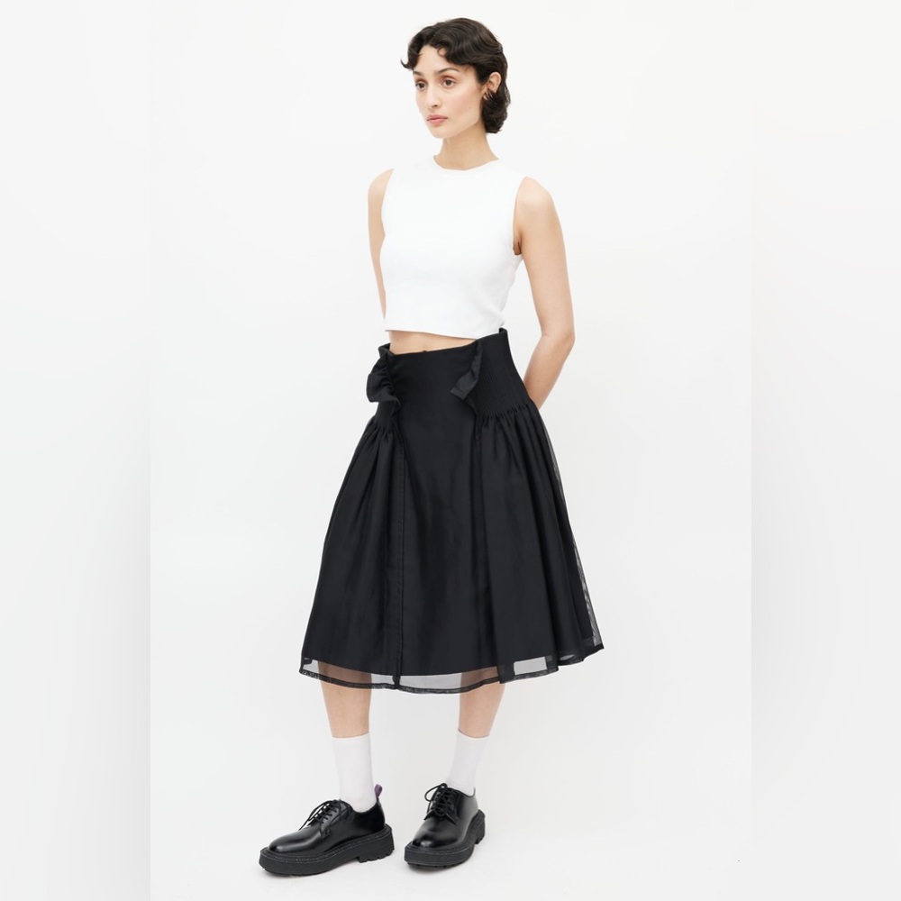 Noir Kei Ninomiya Black Pleated Overlay Skirt